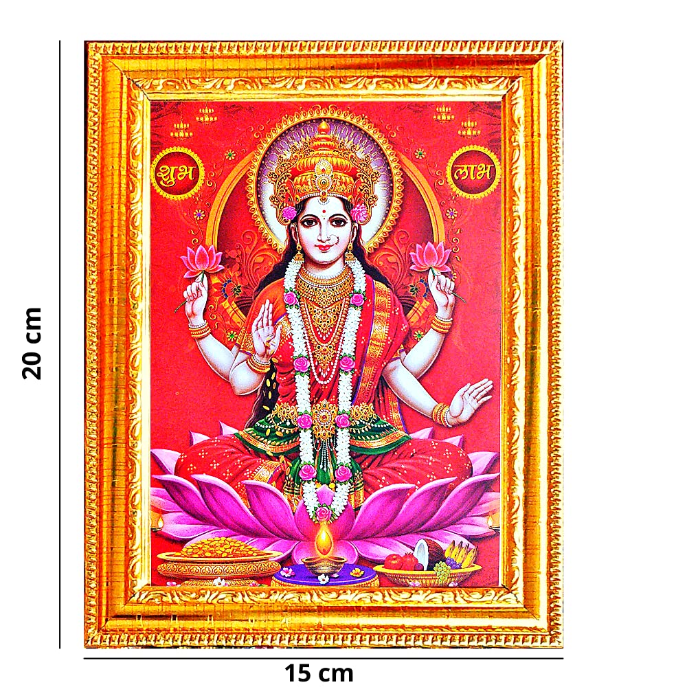 Suninow Laxmi Photo Frame For Pooja | God Goddess Religious Framed Painting For Wall And Pooja/Hindu Bhagwan Devi Devta Photo Fr
